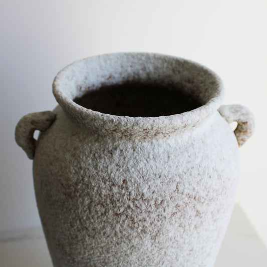 Elegant Cottage Ophelia Handmade Vintage Vase, Rustic Pottery,Decorative Flower Vase,Grey Textured Cement Vase Large 12.6 X 10.5 X 10.5